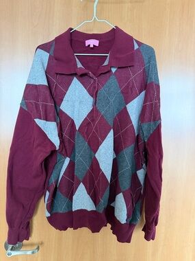 Edikted Maroon Collared Knit Sweater